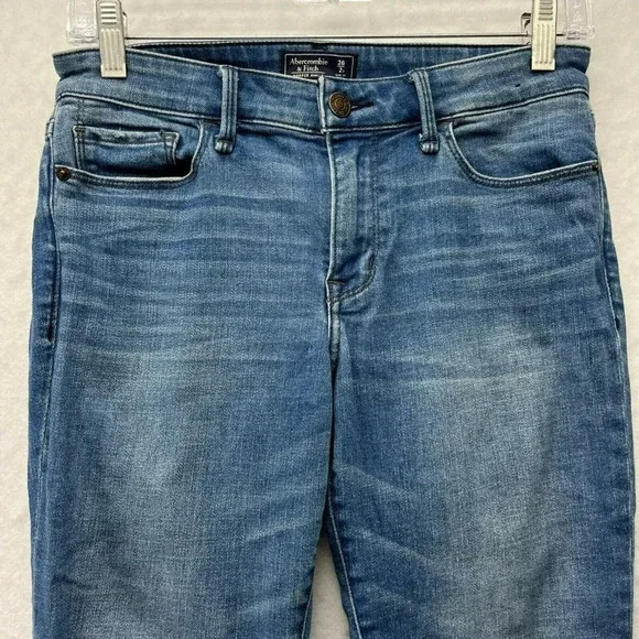 Abercrombie & Fitch Jeans Women's Sz 25 Blue Harper Ankle Cropped Raw Hem Denim - Picture 7 of 12